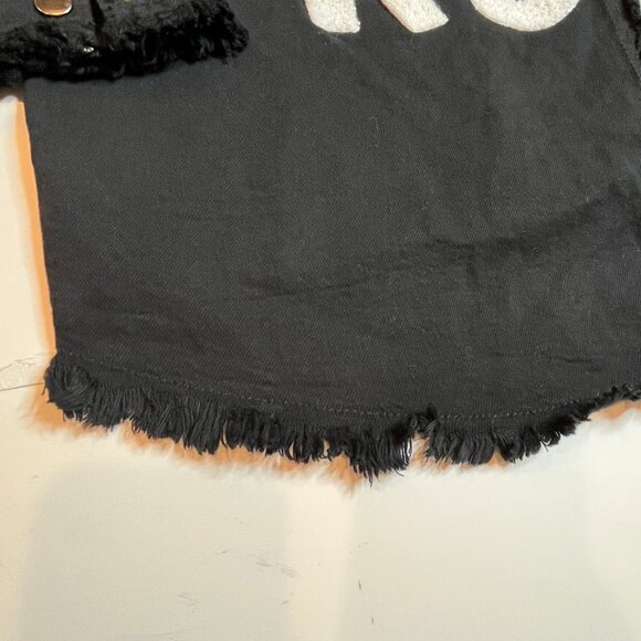 Black Rock and Roll Frayed Shirt Long Sleeve Snap Button Front Shacket SZ M Boxy - Picture 8 of 10